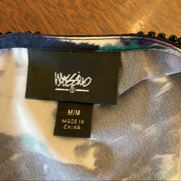 🎉LAST CHANCE🎉 MOSSIMO Blue Abstract Watercolor Silky Embellished Tank Blouse - Picture 8 of 10